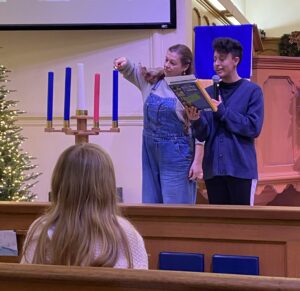 Lighting first Advent candle